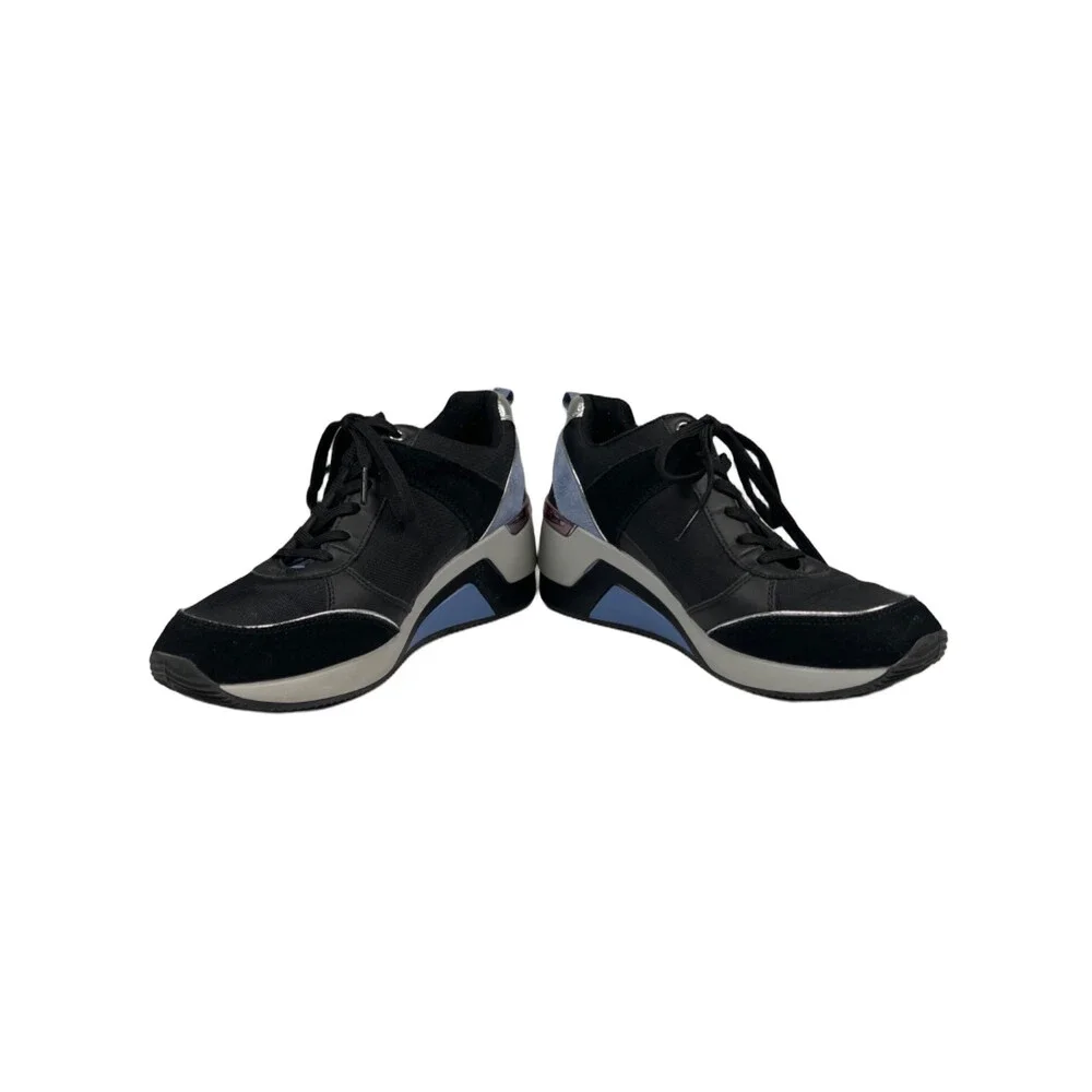 Skechers Women's Black/Blue Street Million High N' Fly Wedge Sneakers - 8